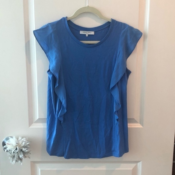 Gerald Darel Ruffle Blue Top - Picture 1 of 14